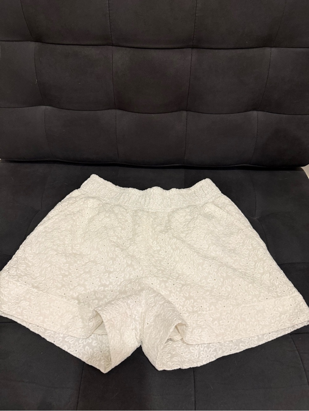 Something Navy White Eyelet High-Waist Shorts